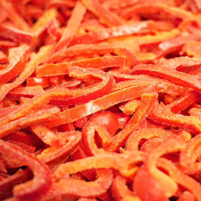 Quick frozen shredded red pepper