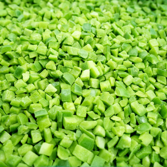 Quick frozen diced green peppers