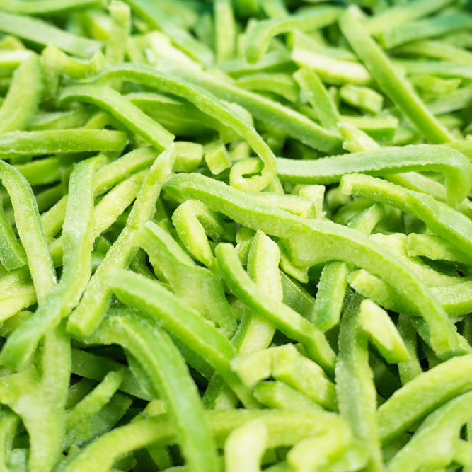 Quick frozen green pepper shreds